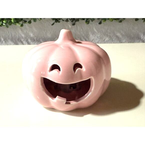 Martha Stewart Pink Ceramic LED Pumpkins Set of 3 Halloween Decor Light Up - Picture 4 of 5